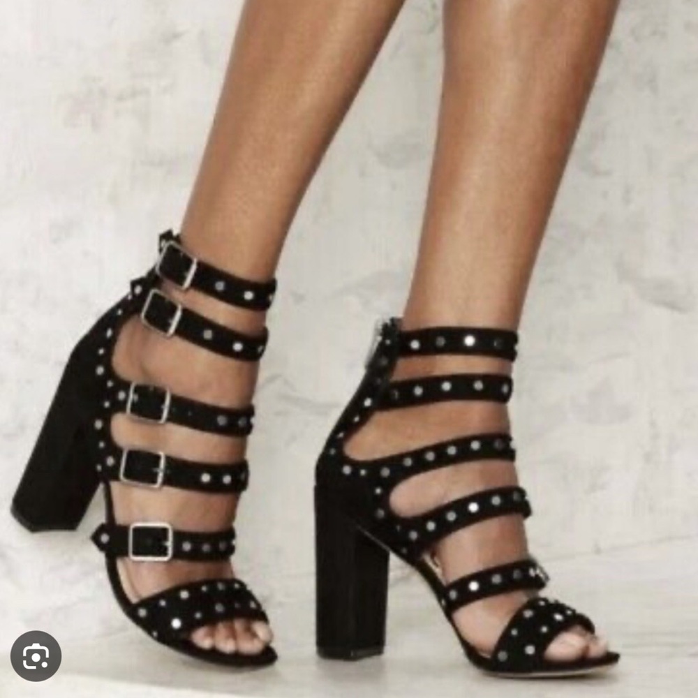 SAM EDELMAN YORK BLACK SUEDE STUDDED GLADIATOR PLATFORMS SIZE 6 BNWT VINTAGE!!
